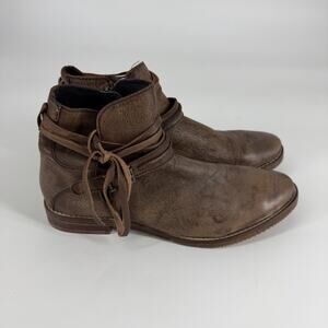 Oobash Like Free People Studio City Leather Ankle Boots Buckle Zip Brown Sz 7.5